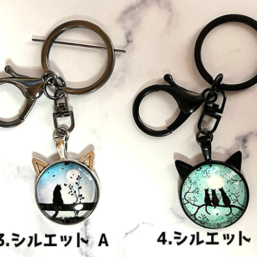 再販【r】猫耳付きのキーホルダー（イラストタイプ8種