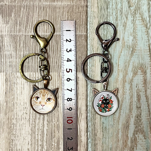 再販【r】猫耳付きのキーホルダー（猫顔タイプ） キーホルダー