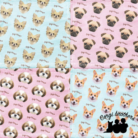 【 ボーダーコリー 毛色2色】タオルハンカチ　ピンク＆ブルー2枚セット　プレゼント　犬　うちの子　200ｍｍｘ200ｍｍ 8枚目の画像