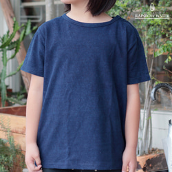 キッズ 半袖 Tシャツ 120/130サイズ【ヘンプ リネン オーガニックコットン】/ 藍染めLIGHT INDIGO　 6枚目の画像