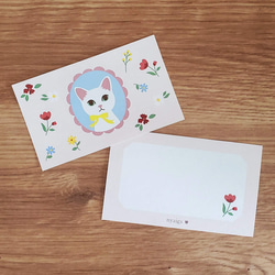 \new/ 10 張帶有白貓和植物花的留言卡◇* 第1張的照片