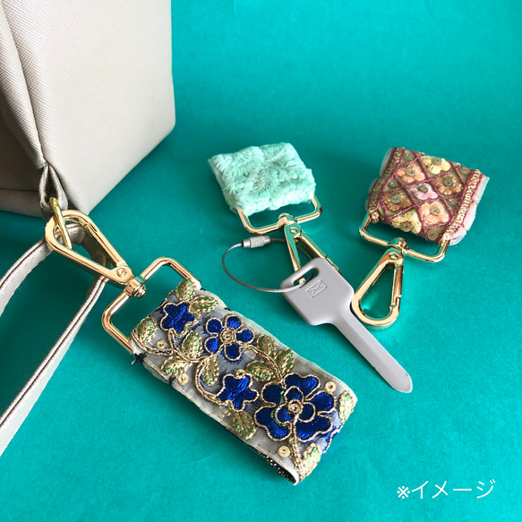 インド刺繍リボンのキーホルダー 3枚目の画像