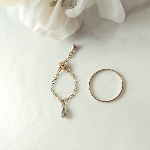 2連で付けるチェーンのティアラリング（ゴールド・調節可・選べる