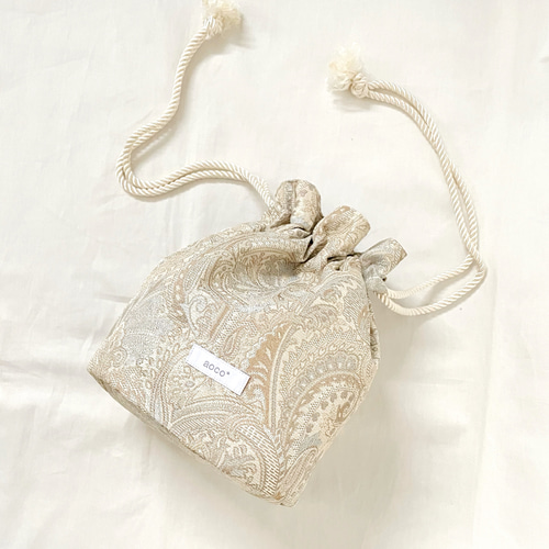 きれい目コーデに♪丸底巾着バッグ/paisley/ペイズリー/ツイストコード