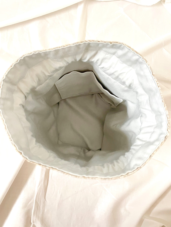 【送料無料】丸底巾着バッグ　paisley ペイズリー　ツイストコード　ジャガード　結婚式　入学式【受注制作】 5枚目の画像