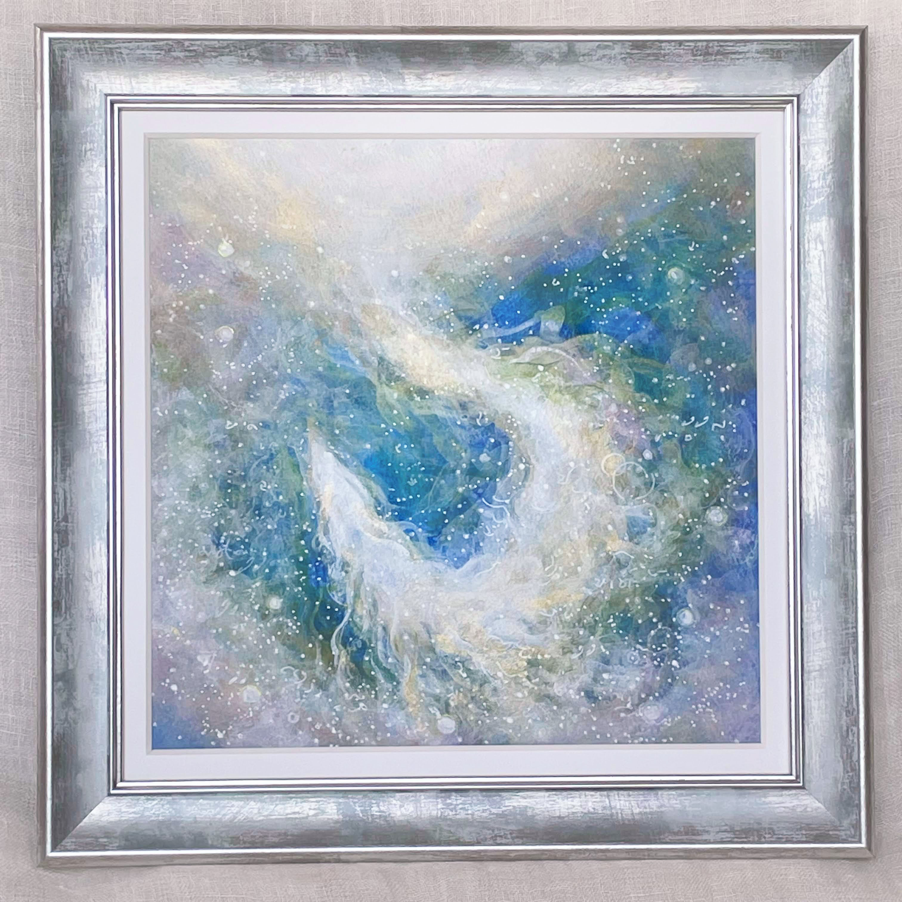 神様と、天使の羽「オリジナルイラスト絵画原画」