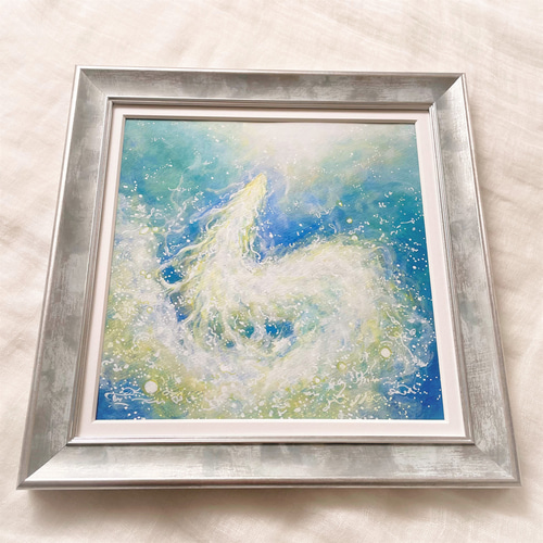 肉筆油絵◇『青のやまなみ』◇がんどうあつし真作直筆絵画F8号