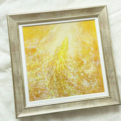 太陽に向かって】絵本の様な絵 アクリル絵画 アートの原画販売