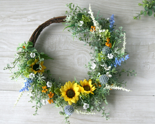 ひまわりのリース -Artificial flower- リース QUEUE DE RANUN 通販