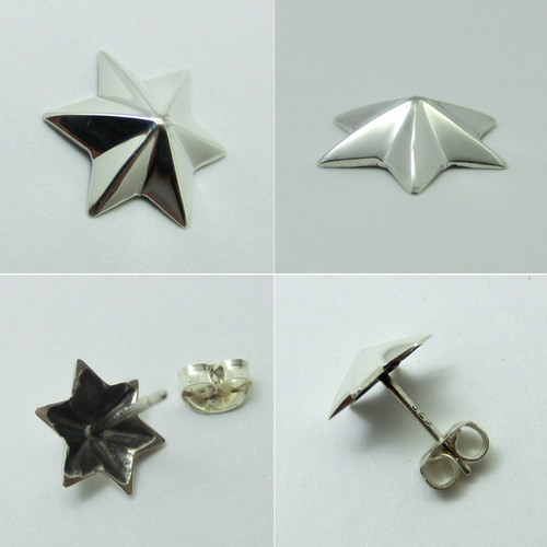 五角形ピアス 小ぶりピアス シルバー925 スタッドピアス 両耳用