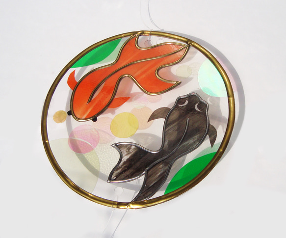 金魚のサンキャッチャー　ステンドグラス風　グラスアート （受注生産） 4枚目の画像