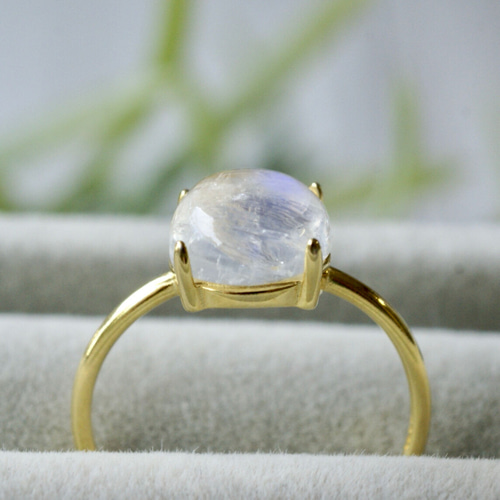 受注製作】レインボームーンストーン 7号〜アジャスター式リング 18k  