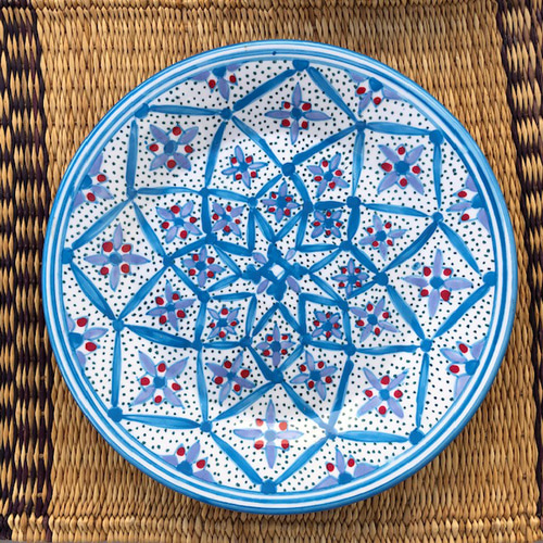 チュニジア・北アフリカ伝統絵付皿 24cm 平皿サークル 甘く人を酔わ