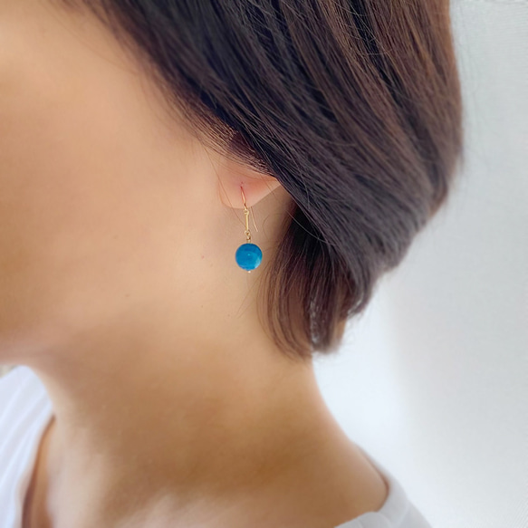 14Kgf 藍色磷灰石糖果耳環/耳環 --Bonbon-- 第3張的照片