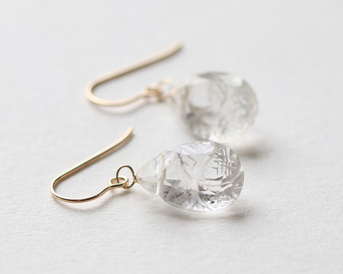 14Kgf クリスタル カービング ピアス/イヤリング --Crystal lace