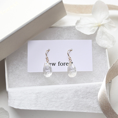 14Kgf クリスタル カービング ピアス/イヤリング --Crystal lace