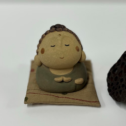 附坐墊（非常小） O-317 陶瓷/Amida Nyorai/Amida Nyoraiji/अमिदा न्योराई 第5張的照片