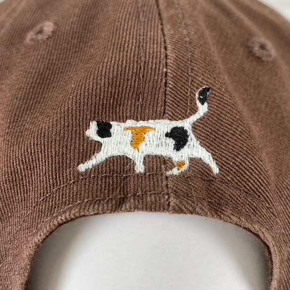 【期間限定セール】猫シルエットのワンポイント刺繍コットンキャップ 2枚目の画像