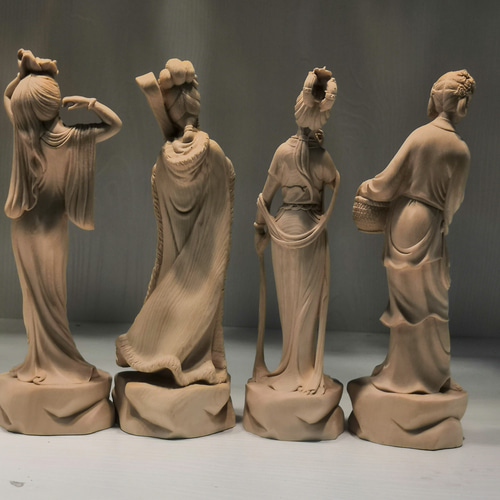 木彫 四大美女【楊貴妃・西施・王昭君・貂蝉】置物 彫刻工芸品