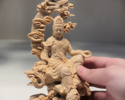 木彫仏像 水月観音 観音菩薩 仏教彫刻 彫刻 minn 通販 14152135