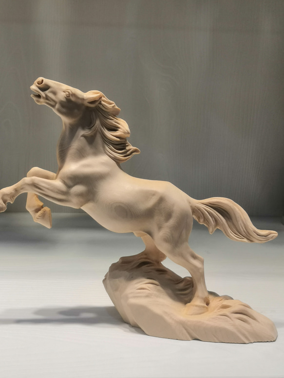 木彫 馬 置物 彫刻 工芸品 コレクション 彫刻 minn 通販 14152229