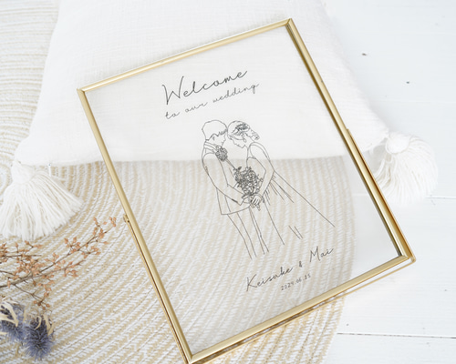 結婚式♡ウェルカムボード♡似顔絵オーダーメイド＊クオリティUPver. ウェルカムボード イラスト シンプル 似顔絵 結婚式 オーダー