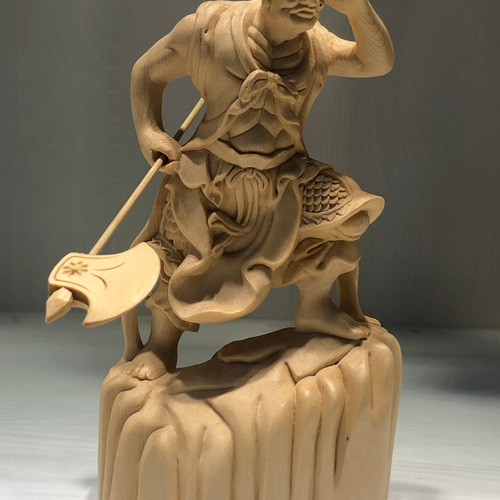 木彫り 仏像 左右護法 仏陀彫刻 置物 コレクション 彫刻 minn 通販