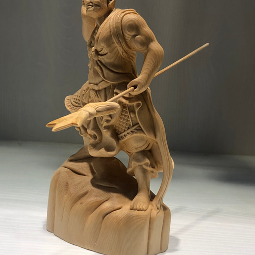 木彫り 仏像 左右護法 仏陀彫刻 置物 コレクション 彫刻 minn 通販