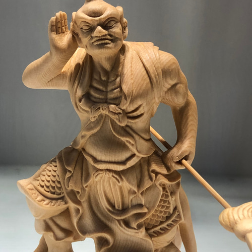 木彫り 仏像 左右護法 仏陀彫刻 置物 コレクション 彫刻 minn 通販