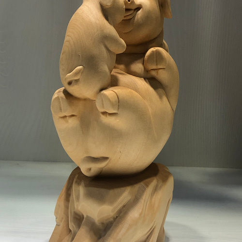 木彫 母子豚 彫刻 置物 コレクション 文遊び工芸品 彫刻 minn