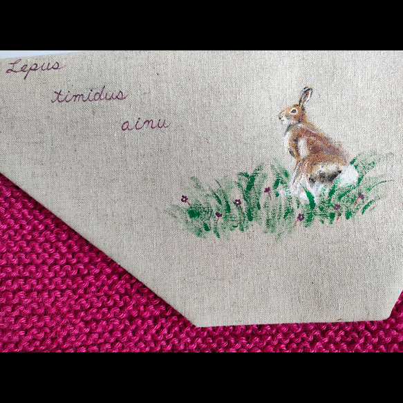 エゾユキウサギのショルダーバッグ（春夏用）＠チェリーピンク 2枚目の画像