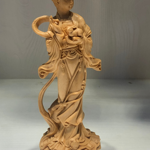 木彫 嫦娥奔月 彫刻 置物 工芸品 コレクション 彫刻 minn 通販