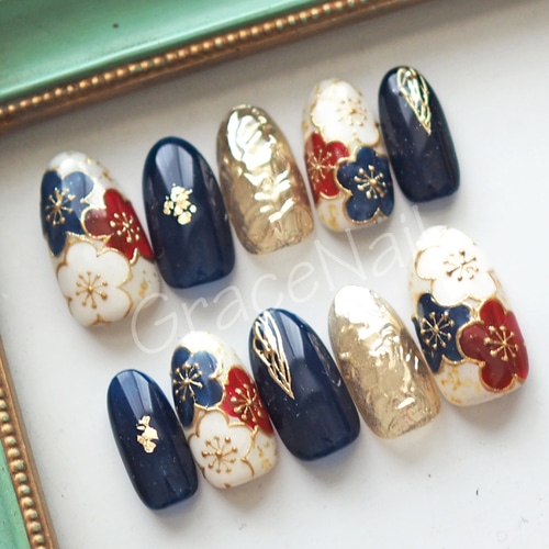 サイズオーダー】成人式・卒業式・着物 和柄ネイルチップ32 ネイル  