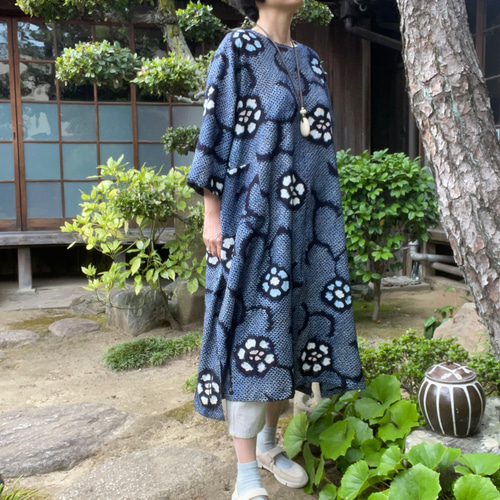 着物リメイク】絞りのコクーンワンピース/浴衣 ワンピース 古布華 通販 