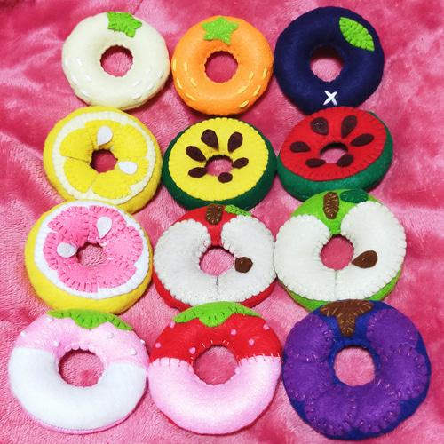 フルーツドーナツセット#①】12種類♡フェルトままごと 知育玩具
