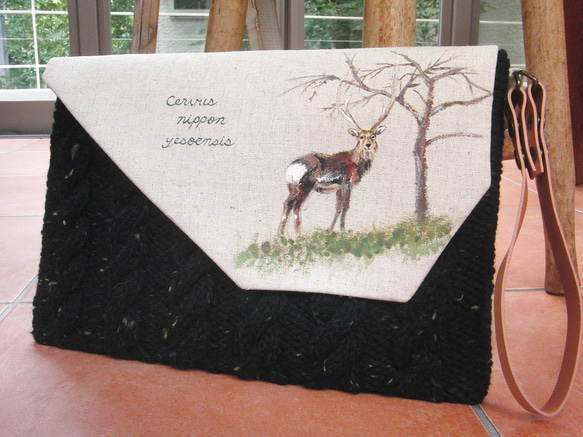 エゾシカのショルダーバッグ（秋冬用）＠フォレストグリーン 1枚目の画像