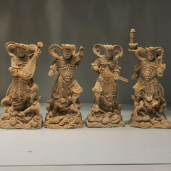 木彫 仏像 四天王【多聞天·持国天·増長天·広目天】仏教 彫刻工芸品