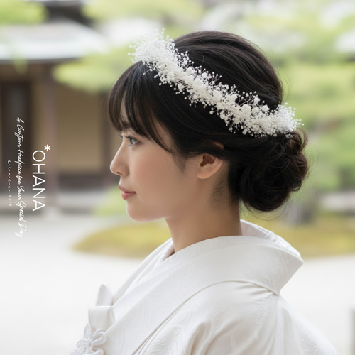 かすみ草の花冠 花かんむり 花冠 フラワークラウン ドレスヘア