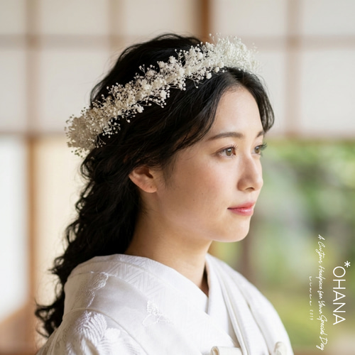 かすみ草の花冠 花かんむり 花冠 フラワークラウン ドレスヘア