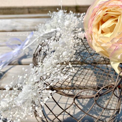 かすみ草の花冠 花かんむり 花冠 フラワークラウン ドレスヘア