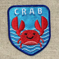 アップリケワッペン 蟹のエンブレム CRAB JT　マリン 海　W-2153 1枚目の画像