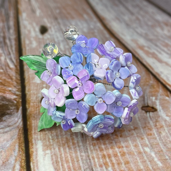 陶器風紫陽花のかんざし　エンドレスサマー　パステル紫系 3枚目の画像