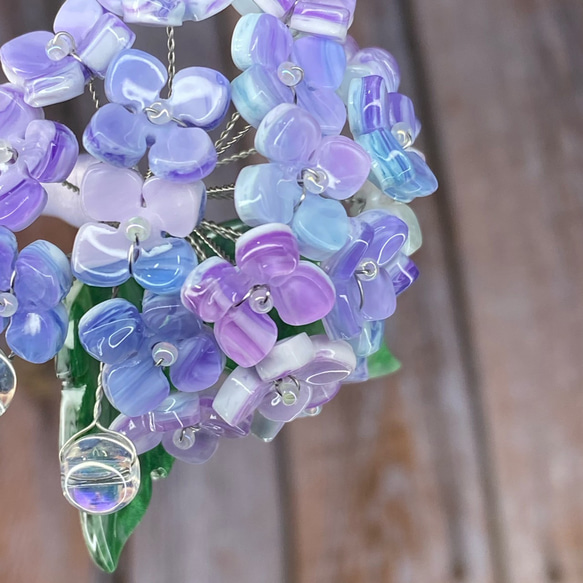 陶器風紫陽花のかんざし　エンドレスサマー　パステル紫系 4枚目の画像