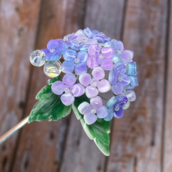 陶器風紫陽花のかんざし　エンドレスサマー　パステル紫系 2枚目の画像