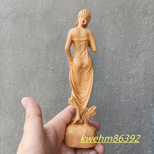 美術工芸品 美女 女神 置物 精彫造像 総檜木材 天然の木 彫刻 minn