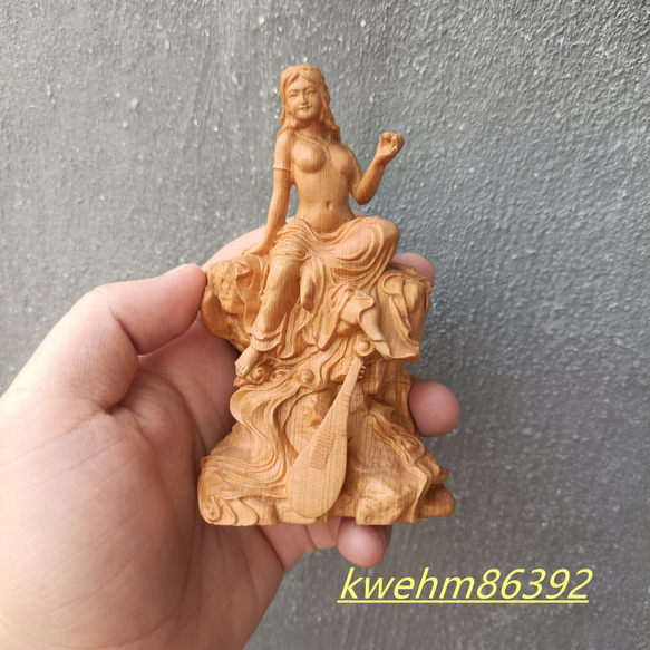 弁財天 裸婦像 商売繁盛 職人手作り 木彫り細密彫刻 木工細工 美術工芸