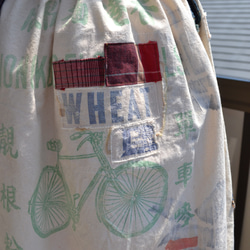粉袋からギャザースカート　緑色自転車　Ｊ-66 17枚目の画像