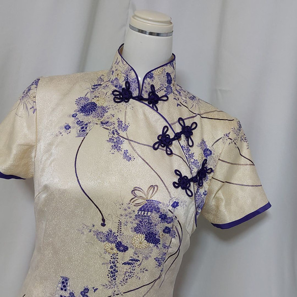 着物リメイク☆小紋の着物からチャイナドレス 2枚目の画像
