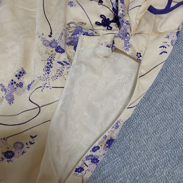 着物リメイク☆小紋の着物からチャイナドレス 7枚目の画像