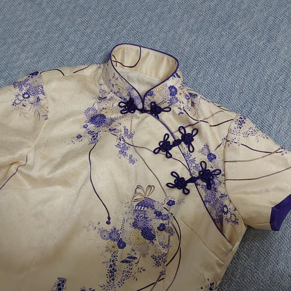 着物リメイク☆小紋の着物からチャイナドレス 8枚目の画像